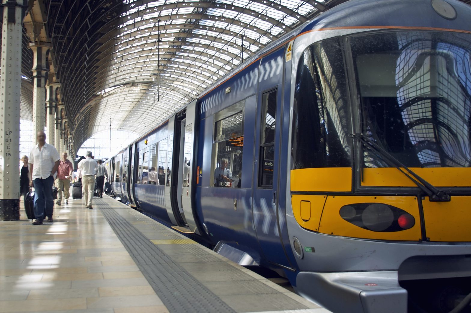 Train in rail station